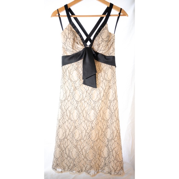 White House Black Market cream and black lace dress size 0 - Picture 9 of 10